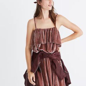 Madewell Crushed Velvet Ruffle Cami Top Size Large